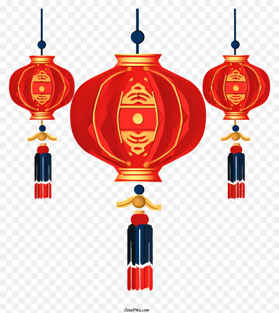 Çin Yeni Yılı，Kırmızı Kağıt Fenerler PNG