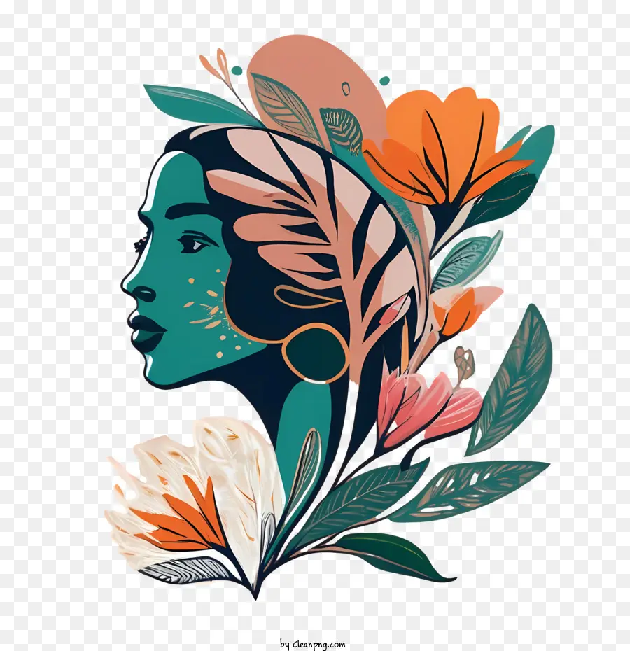 Kadının Yüzü，çiçek PNG