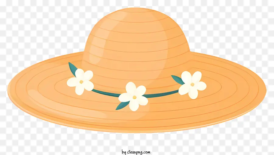 Hasır şapka，çiçek Tasarımı PNG