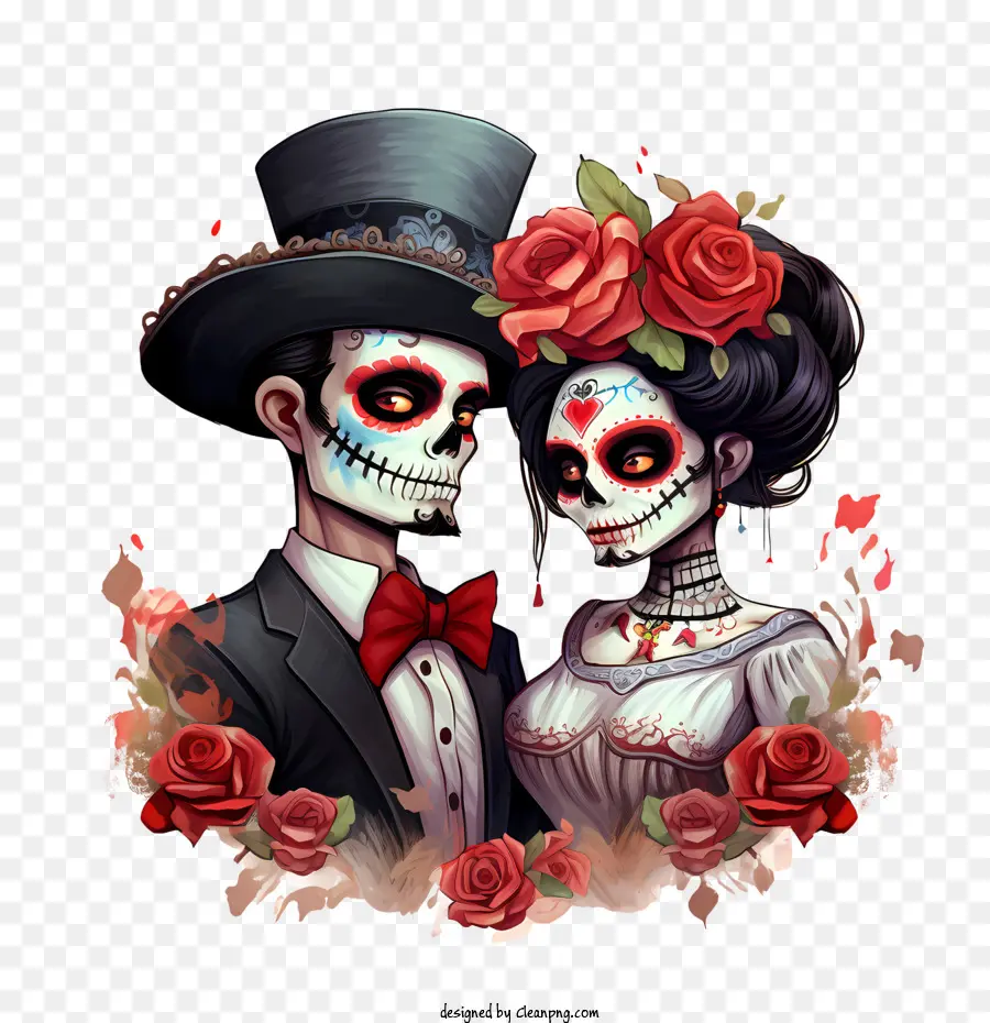 Dia De Los Muertos，İskelet Çift PNG