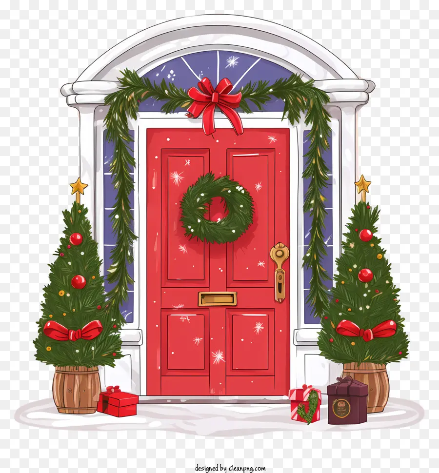 Kırmızı ön Kapı，Noel Süslemeleri PNG