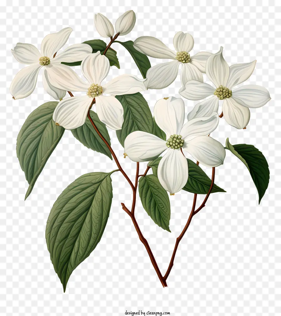 Beyaz çiçeklerle Ağaç，Yeşil Yapraklar Ve çiçekler PNG