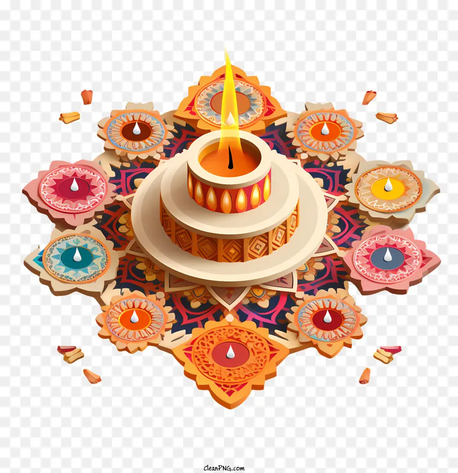 Diwali Rangoli Ve Diyas，Diya Ve Rangoli PNG