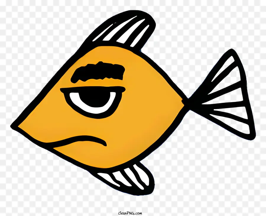 Karikatür Sarı Balık，Büyük Siyah Gözlü Balıklar PNG