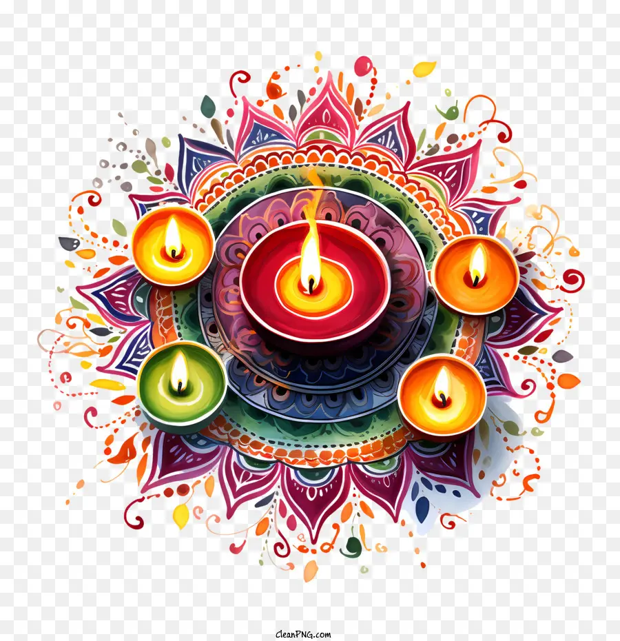 Diwali Rangoli Ve Diyas，Diya PNG