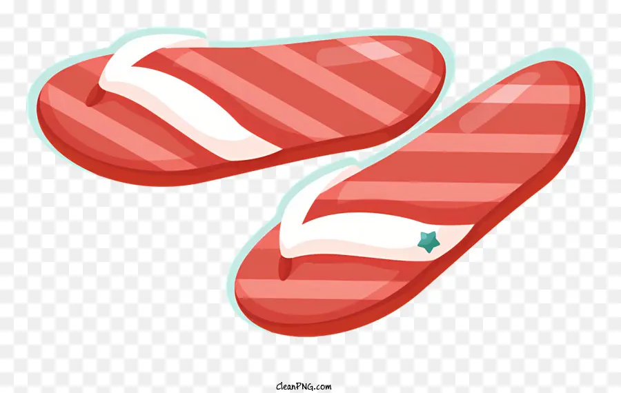 Kırmızı Parmak Arası Terlik，Beyaz çizgili Flip Floplar PNG