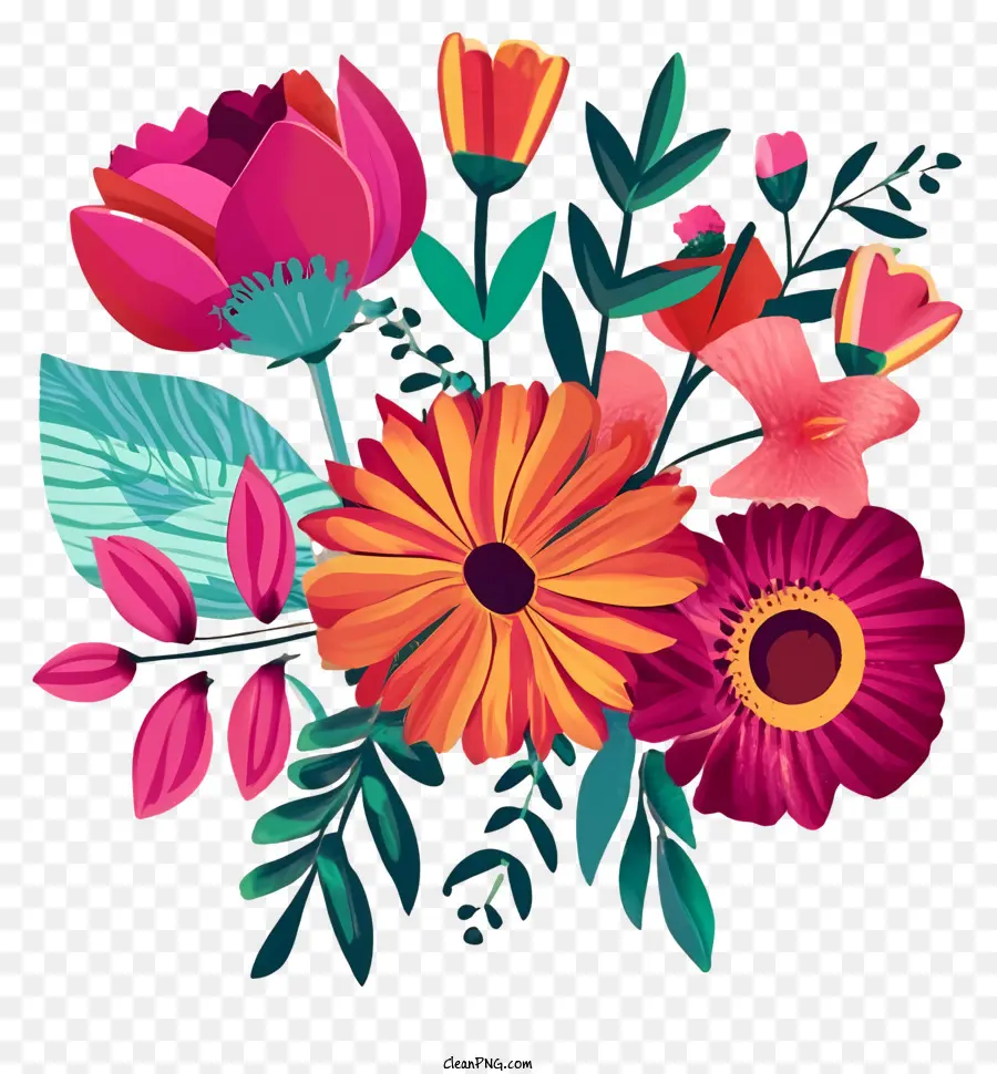 Renkli çiçekler，Pembe Tonları PNG