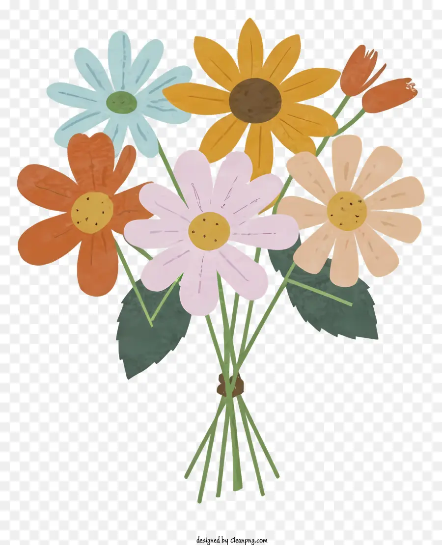 Parlak Renkli çiçekler，Buket PNG