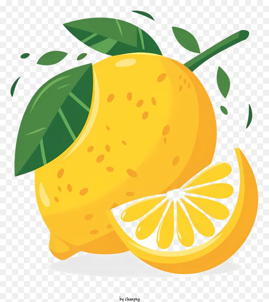 Limon Dilimi，Yapraklı Limon PNG