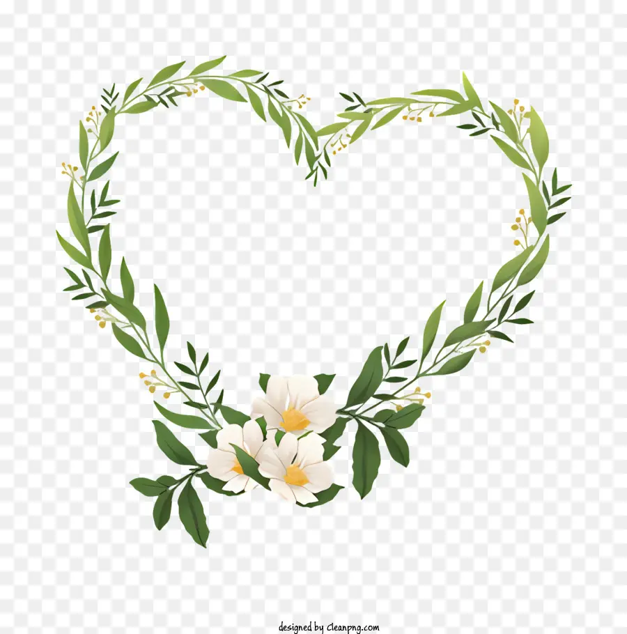 Çiçek Kalp，Yapraklı Kalp PNG