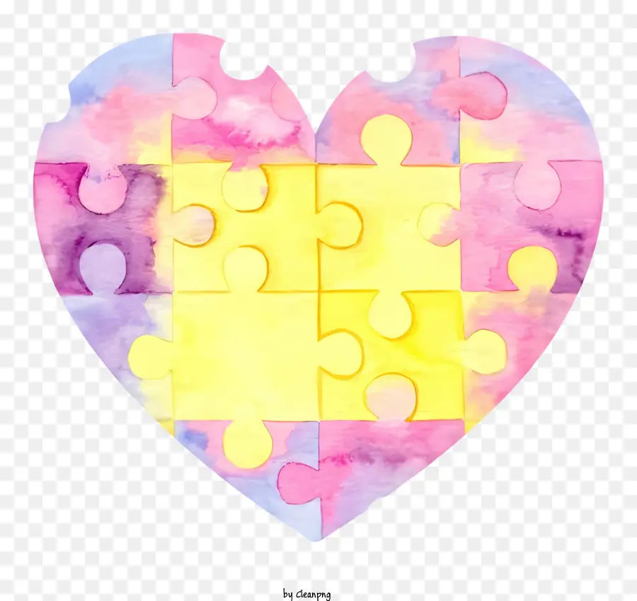 Puzzle Kalp，Parlak Renkler PNG