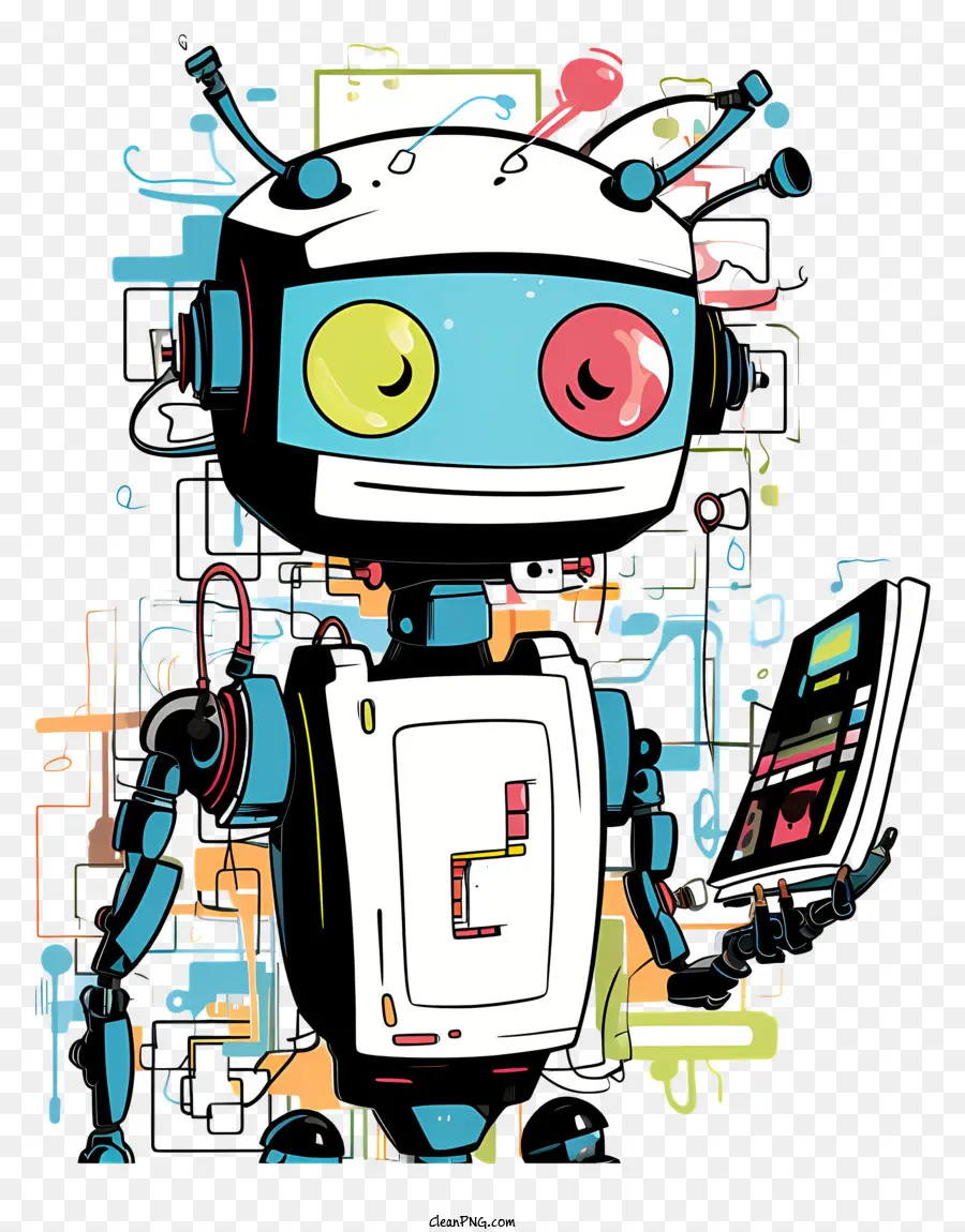 Robot Ve Tablet，Robot PNG