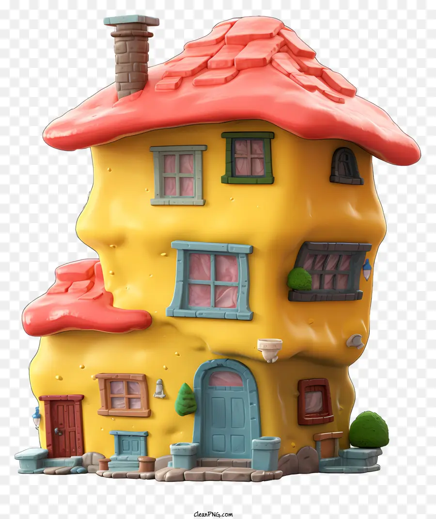 Küçük Sarı Ev，Kırmızı çatı PNG