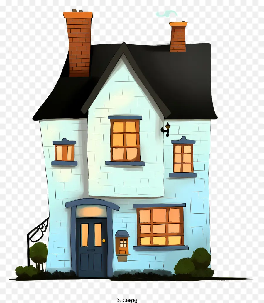 Küçük Ev，Beyaz Ve Mavi Ev PNG