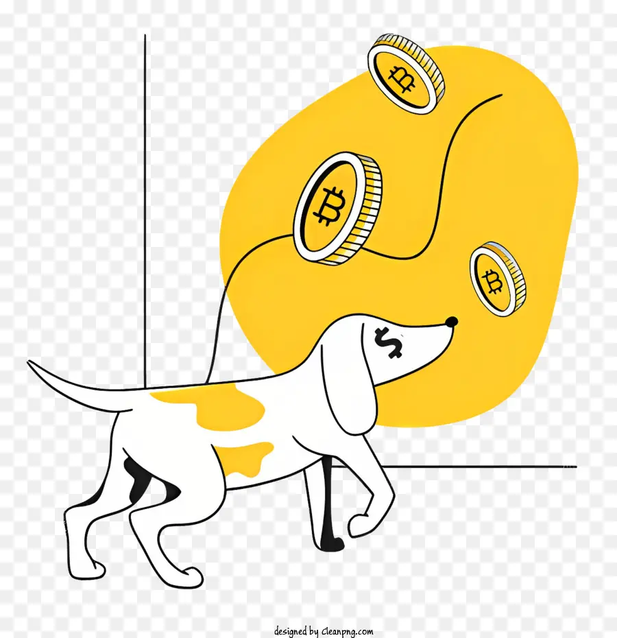 Karikatür Köpek，Bitcoin'li Köpek PNG