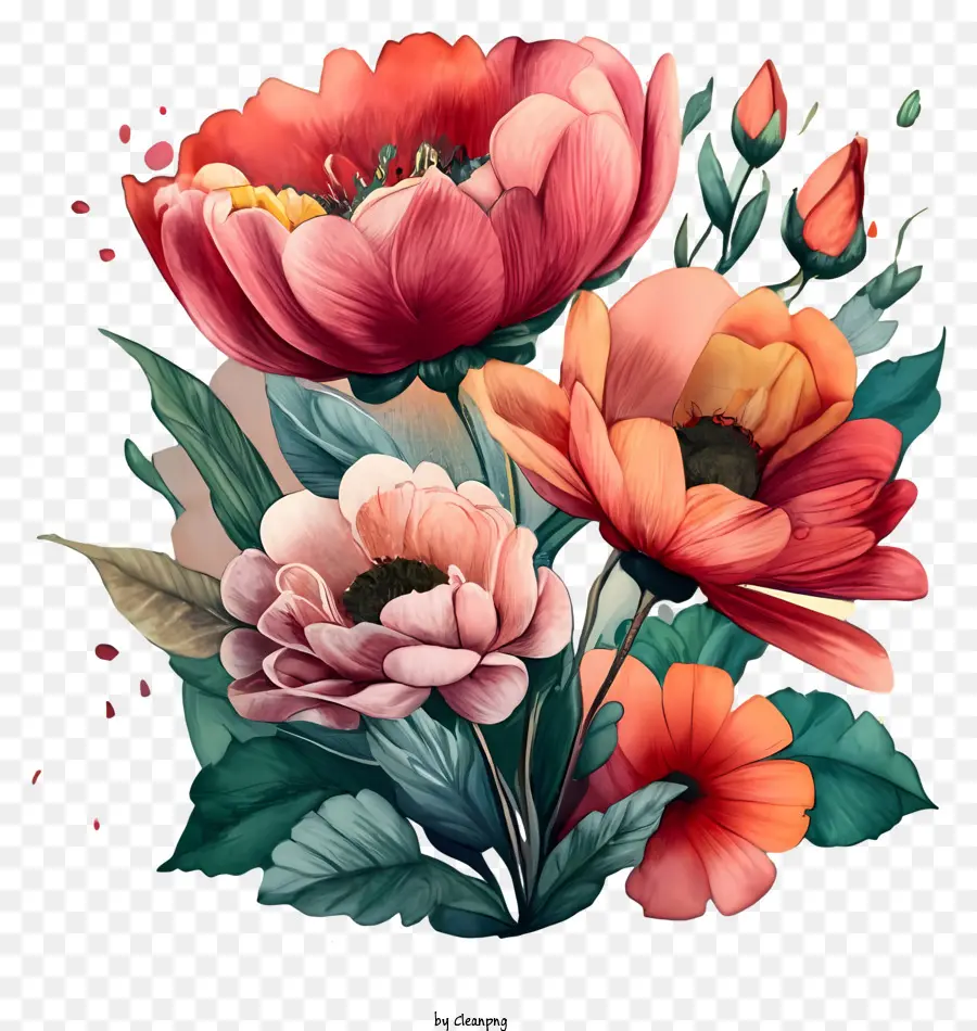 Renkli çiçekler，Buket PNG