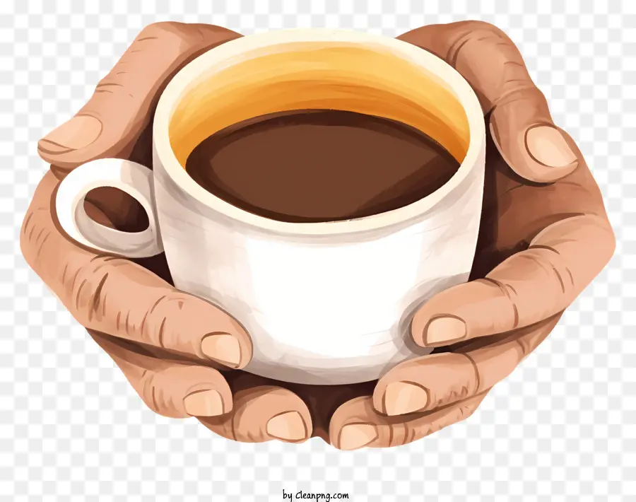 Kahve Tutan Eller，Kahve Beyaz Fincan PNG