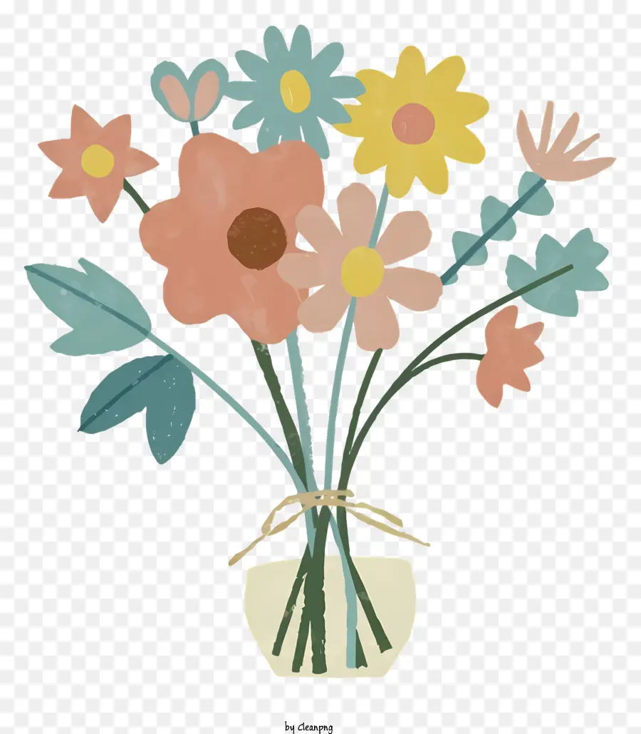 Renkli çiçekler，Vazo Düzenlemesi PNG