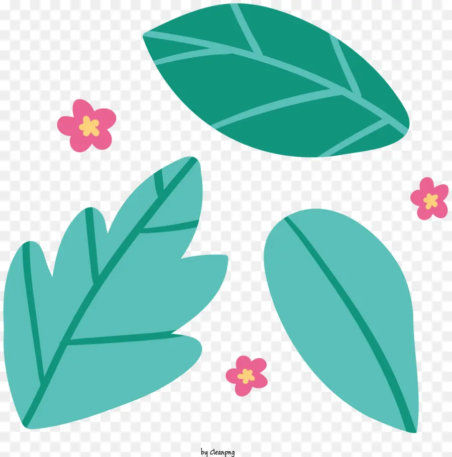 Yeşil Yaprakları，Pembe çiçekler PNG