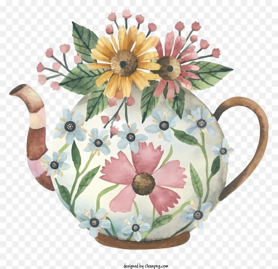 Çiçek Çaydanası，Çiçekli çaydanlık PNG