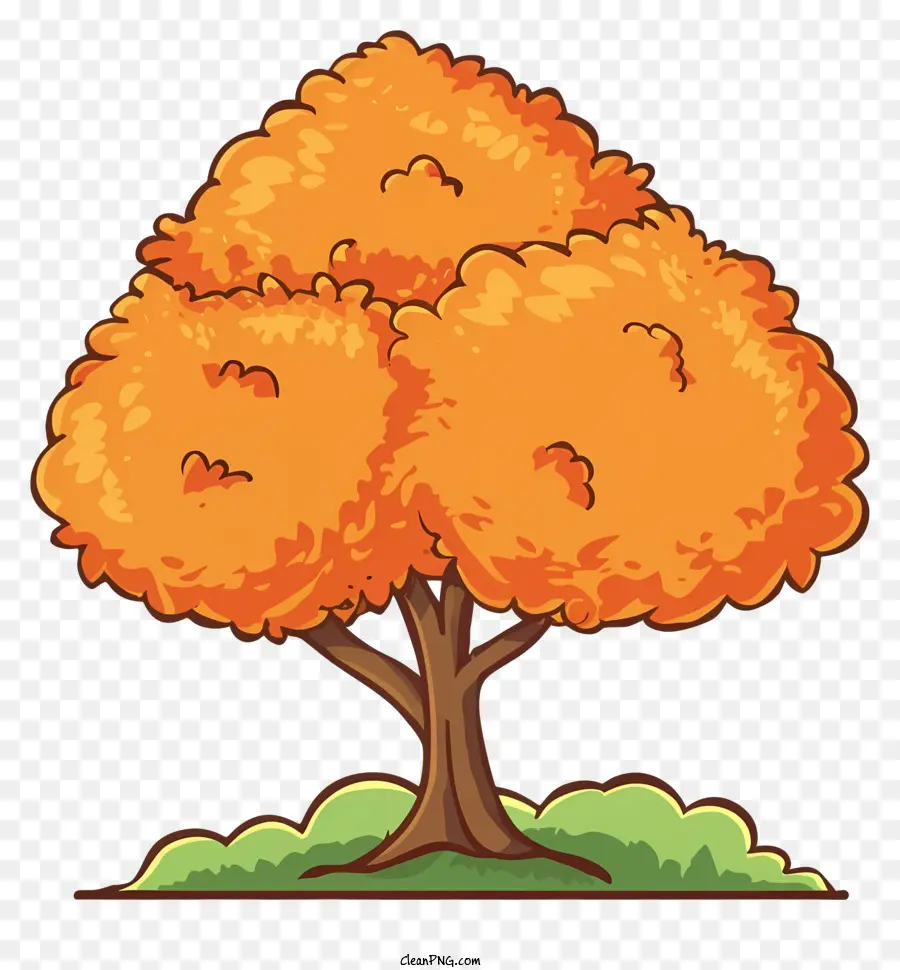 Karikatür Ağaç，Turuncu Yapraklar PNG