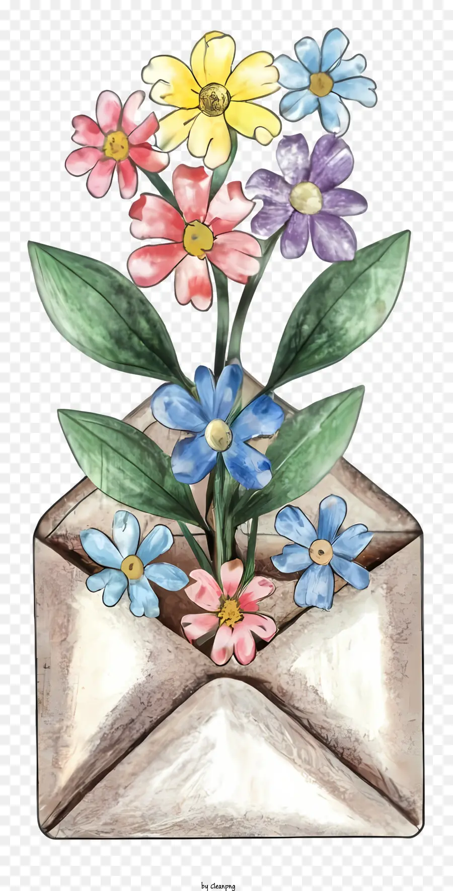çiçek Aranjmanı，Zarf PNG