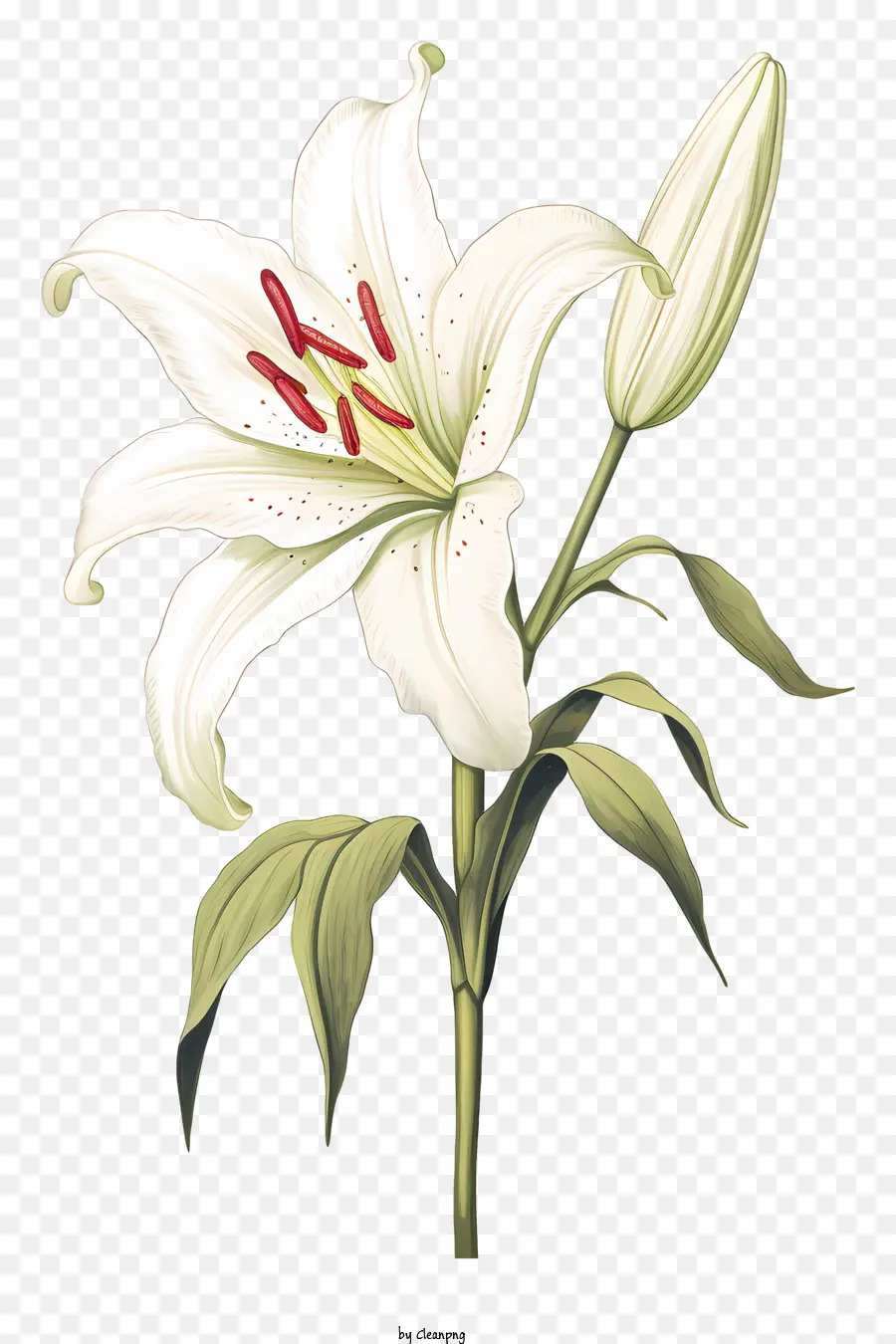 Beyaz Zambak çiçeği，Kapalı Yapraklar PNG