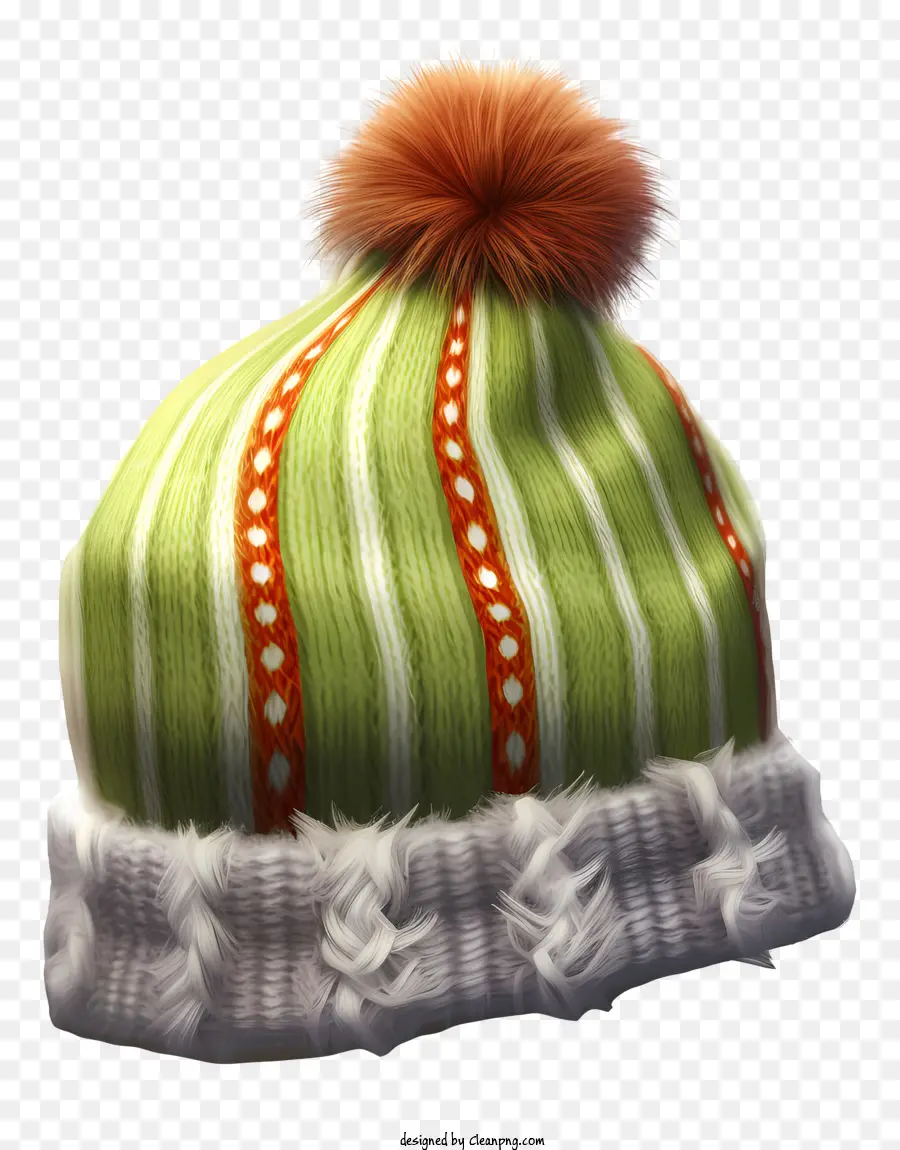 Yeşil Ve Beyaz çizgili şapka，örme şapka PNG