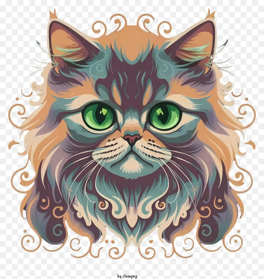 Yeşil Gözler Kedi，Kıvırcık Kürk Kedi PNG