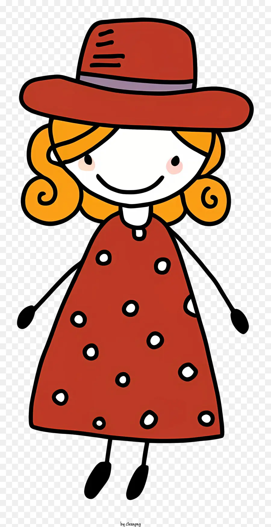 Karikatür Kız，Kırmızı Elbise PNG