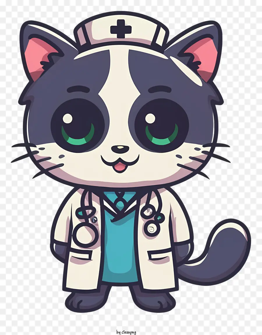 Karikatür Kedi Doktoru，Doktorlar üniformalı Kedi PNG