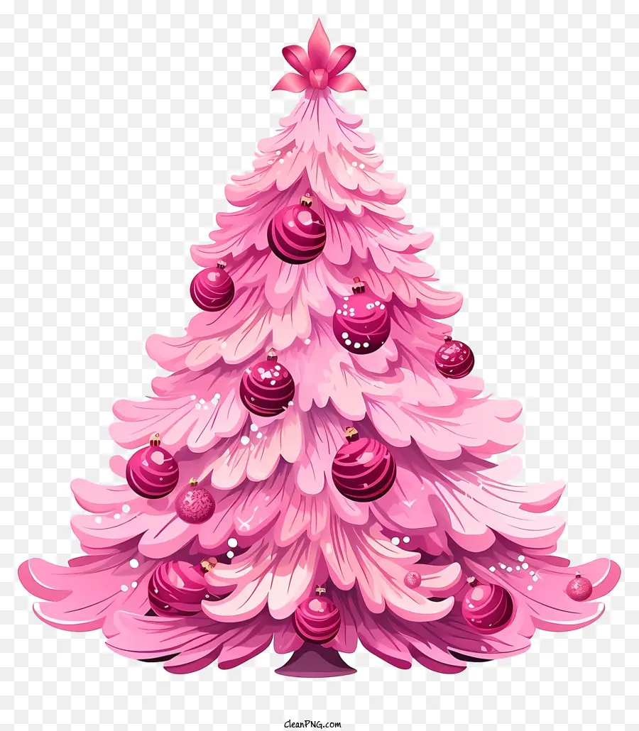Pembe Noel Ağacı，Kırmızı Süsler PNG
