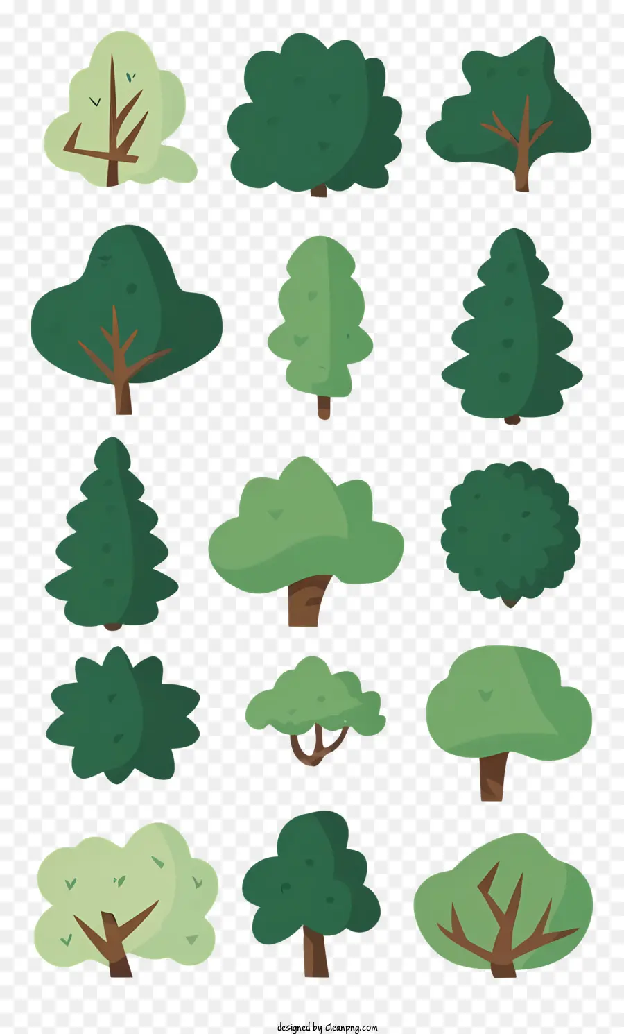 Yeşil Ağaçlar，Farklı şekil Ve Boyutlar PNG