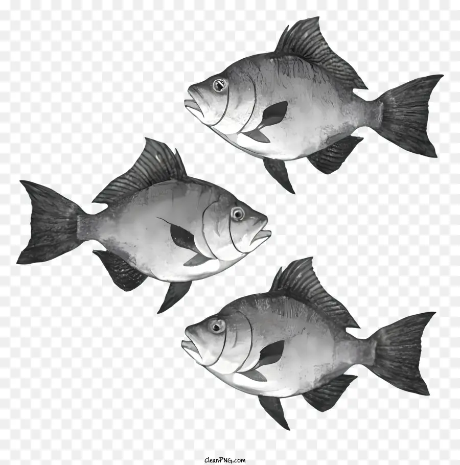 Siyah Beyaz Balıklar，Yüzme Balıkları PNG