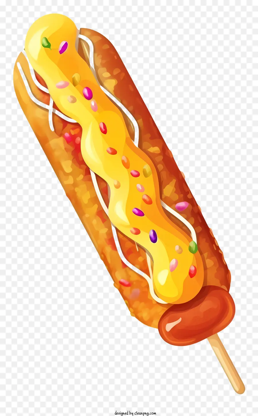 Bir Sopa üzerinde Hot Dog，Sarı Hardal PNG