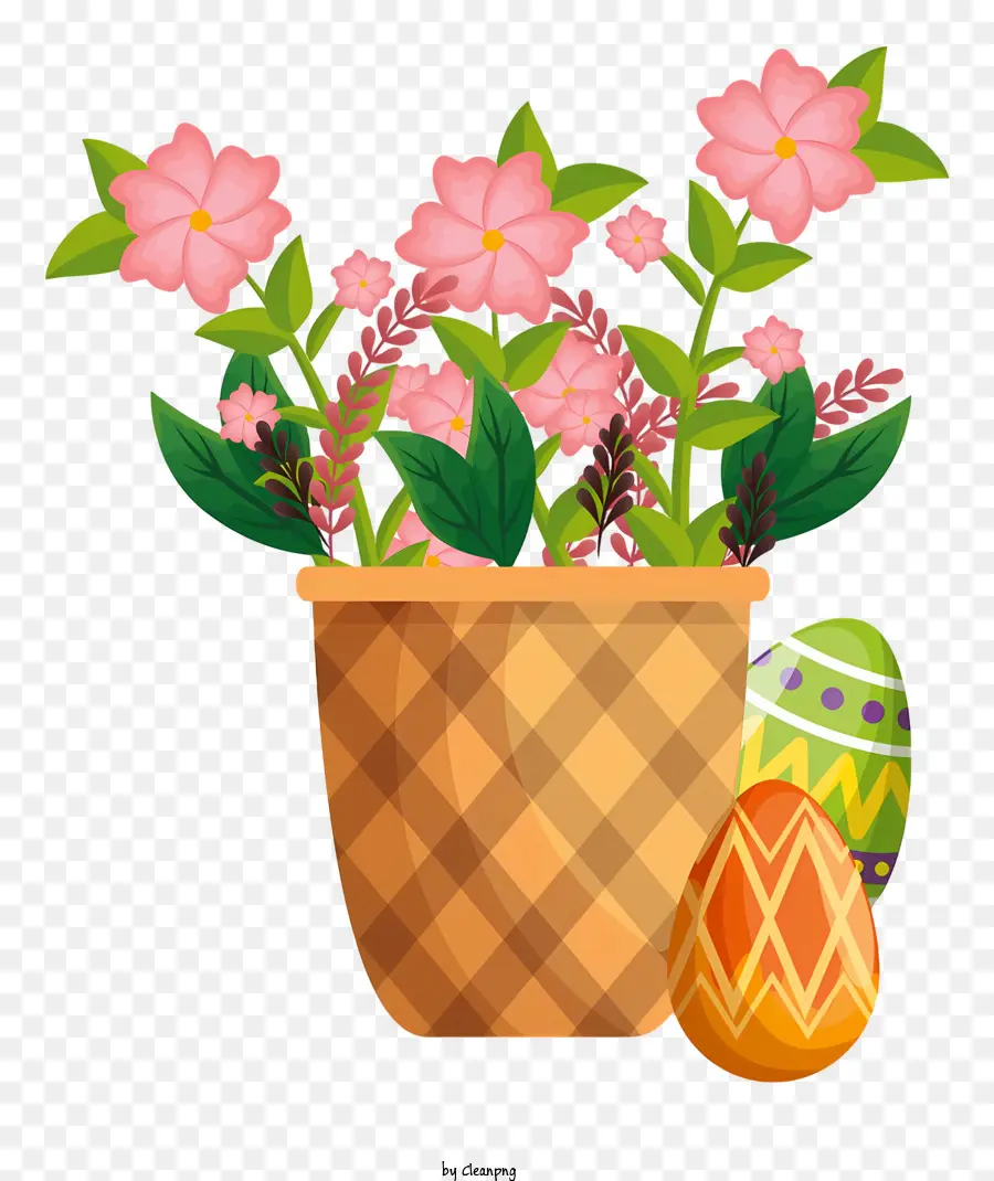 Pembe çiçekler，Dekore Edilmiş Yumurta PNG