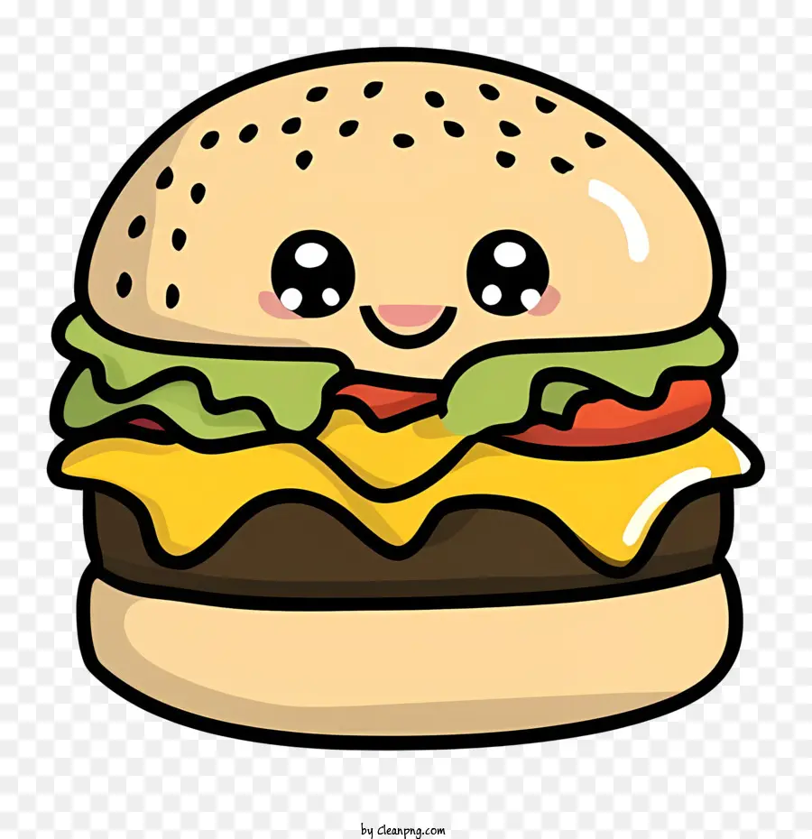 Karikatür Hamburger，Yüzlü çizburger PNG