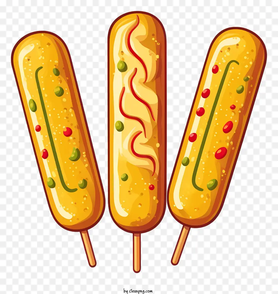 Bir Sopa üzerinde Hot Dog，Sarı Ekmek Sosisli Sandviç PNG