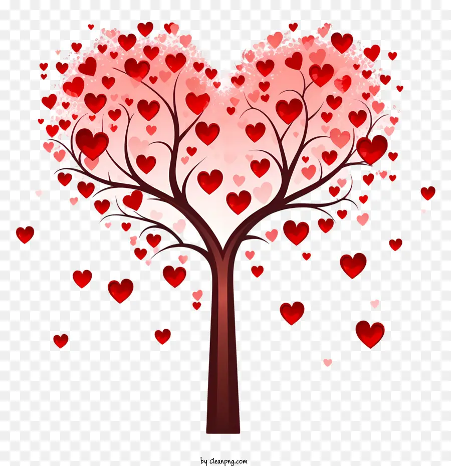 Kalp Ağaç şekilli，Kırmızı Kalpler PNG