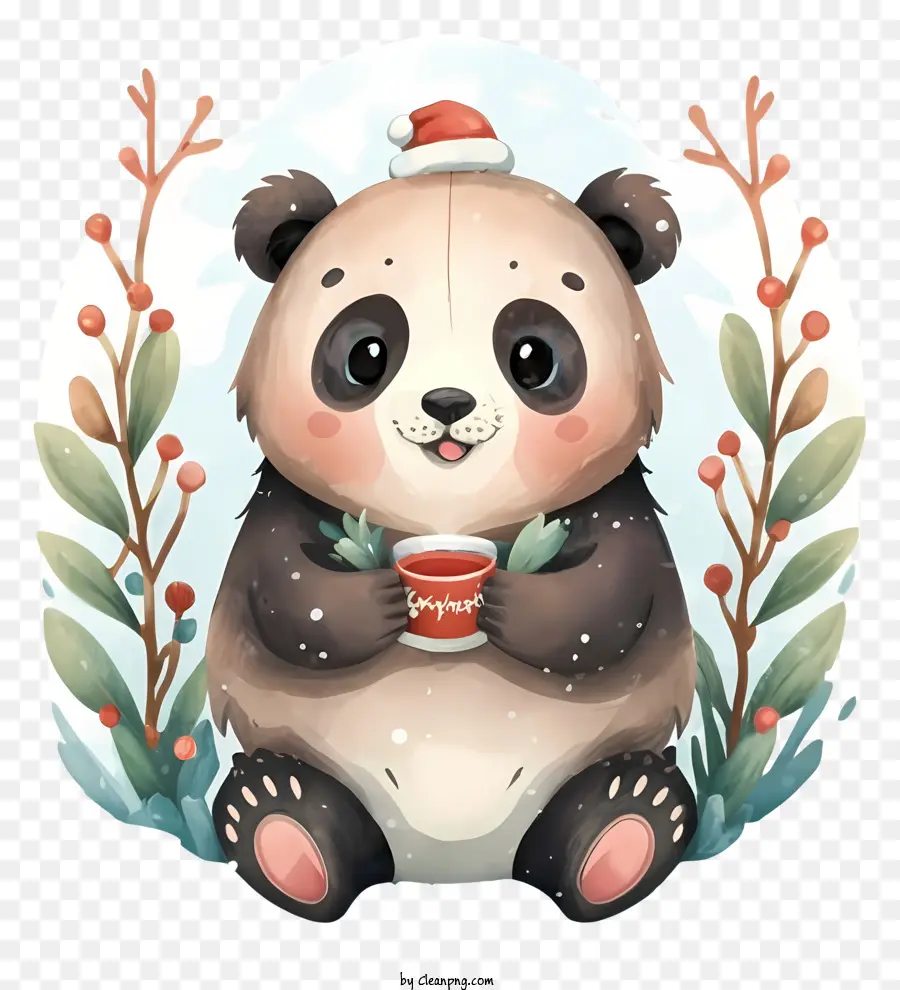Panda Ayısı，Santa şapka PNG