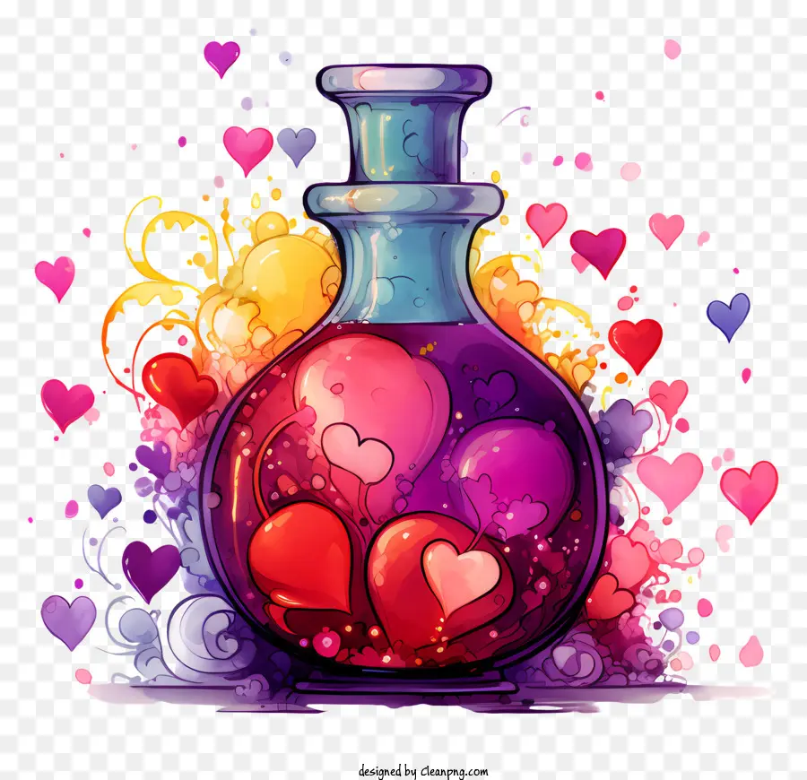 Renkli Kalpler，Kalpli şişe PNG