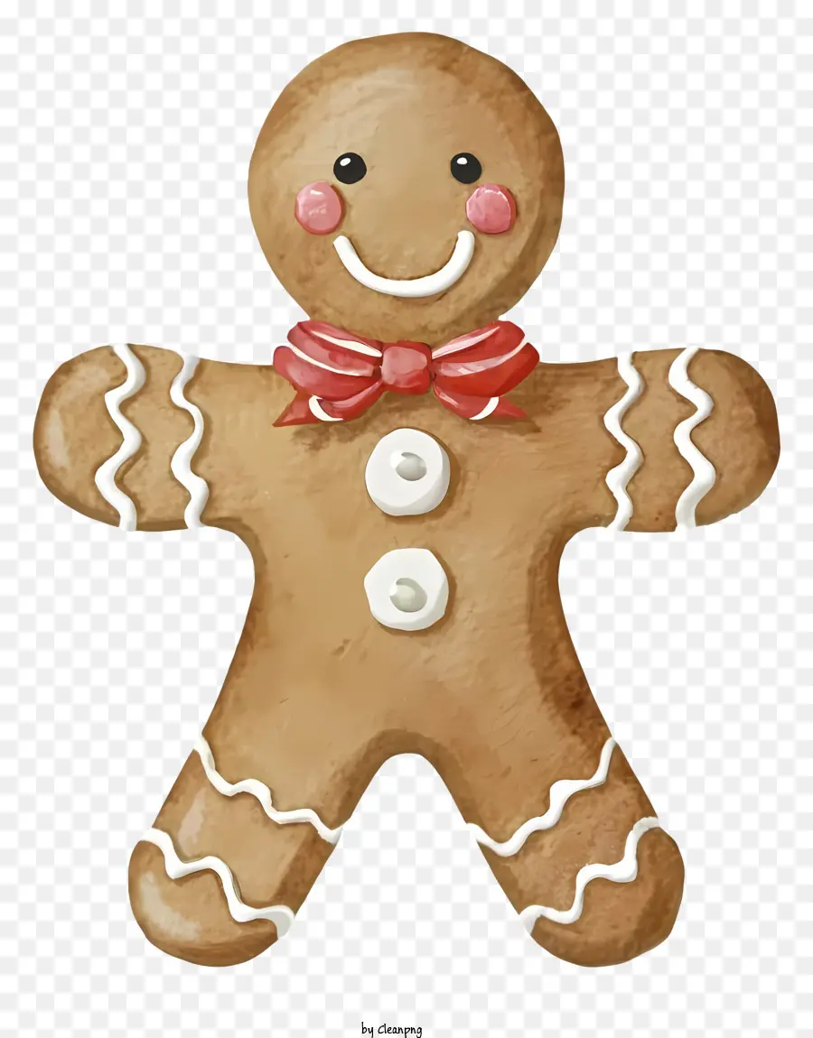 Gingerbread Adam，Kırmızı Ve Beyaz çizgili Papyon PNG