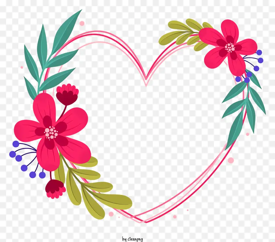 Kalp şeklindeki çiçek çelenk，Aşk Sembolü PNG