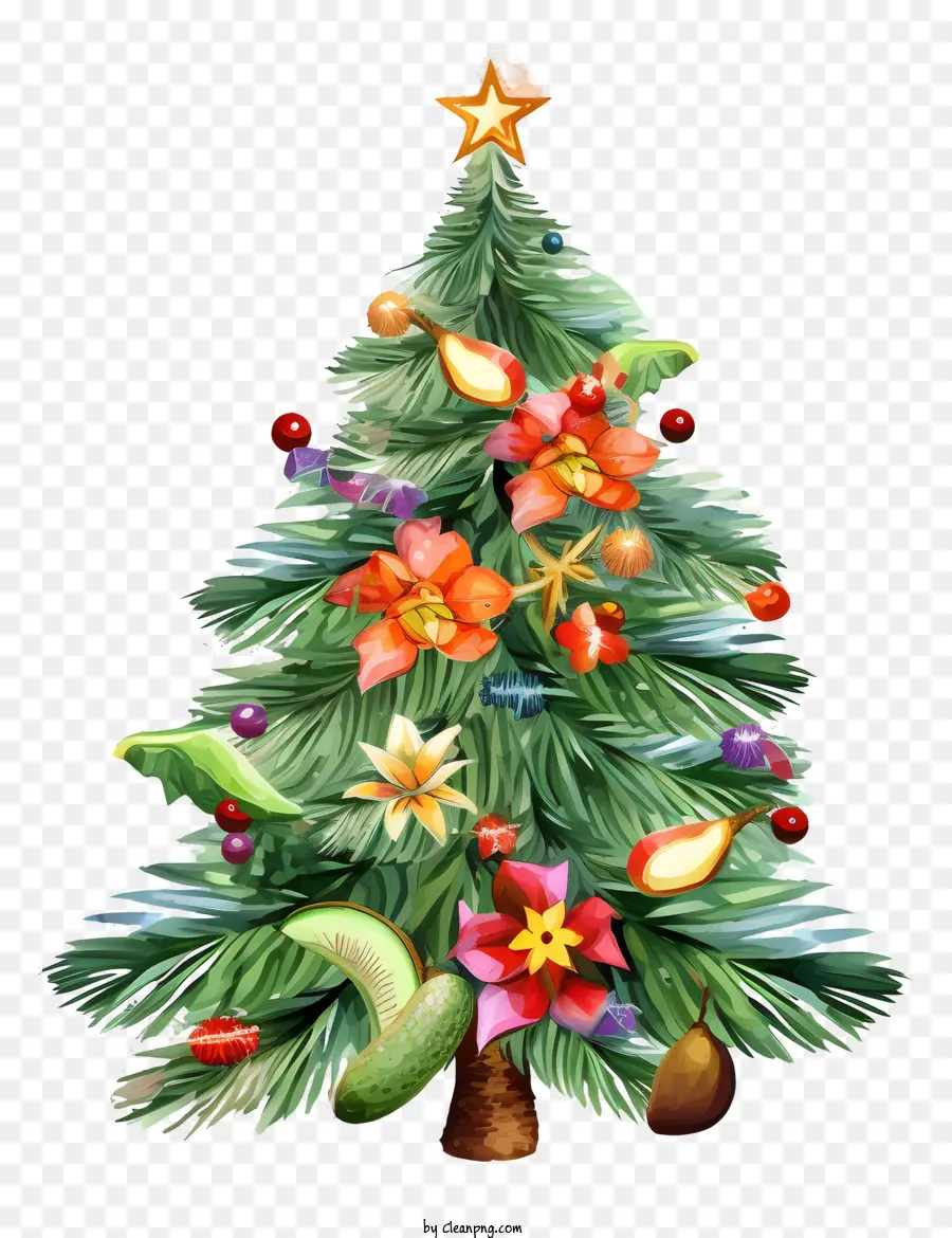 1 Noel Ağacı，2 Meyve Dekorasyonu PNG