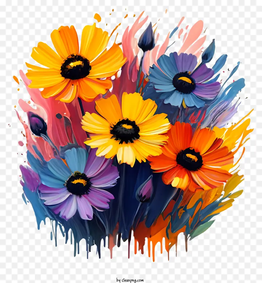 Çiçek Düzenlemeleri，Renkli çiçekler PNG