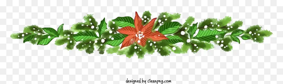Yeşil Yaprakları，Kırmızı çiçek PNG