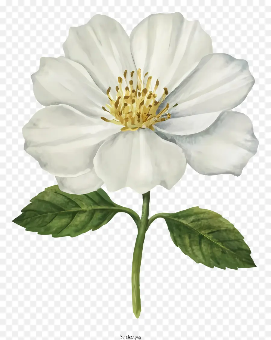 Beyaz çiçek，Yeşil Yaprakları PNG