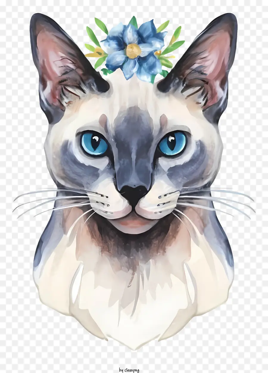 Çiçek Tacı Ile Kedi，Beyaz Kürk Kedi PNG