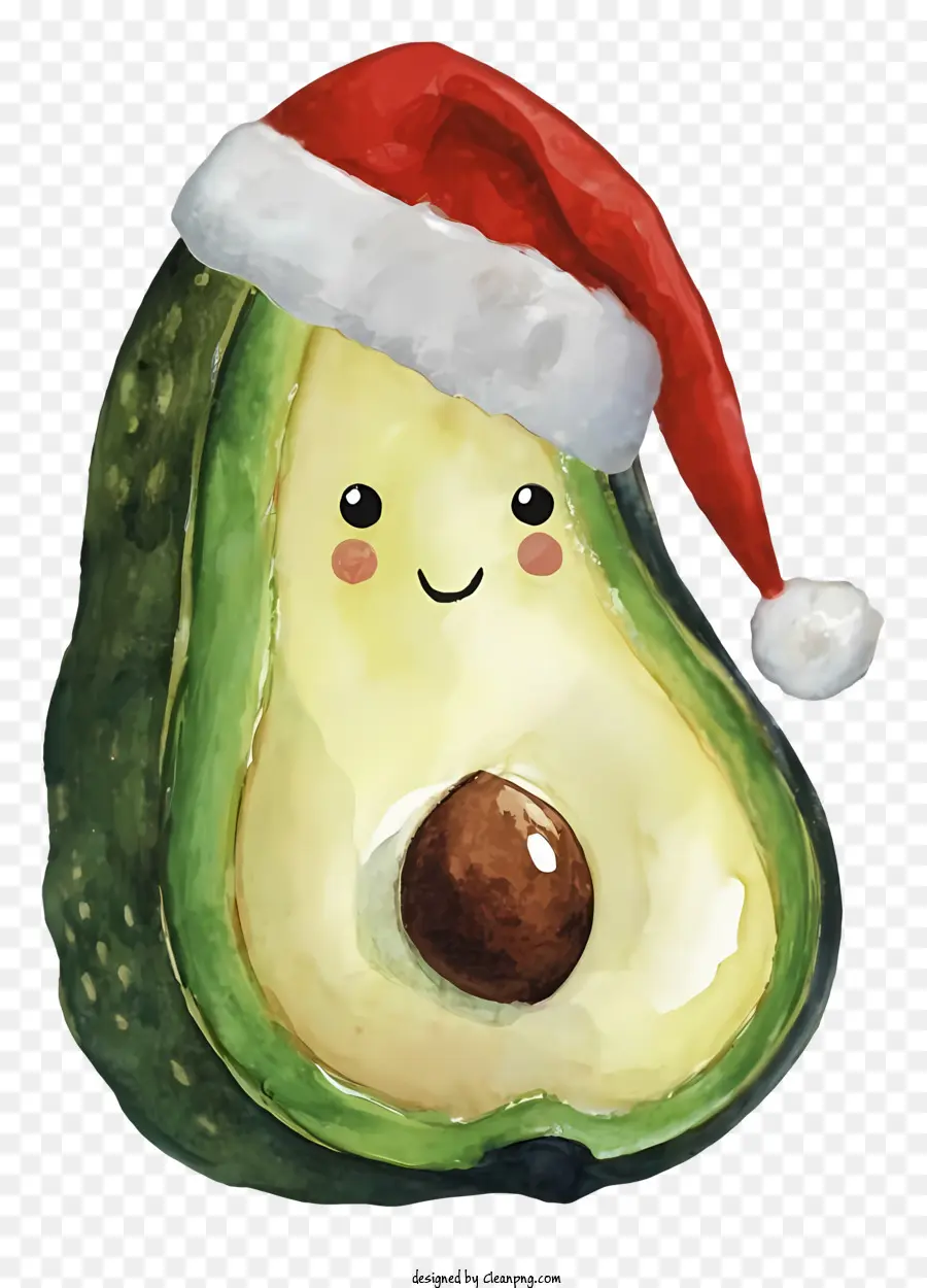 Avokado，Noel Baba şapkalı Avokado PNG