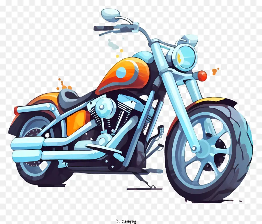 Motosiklet，Mavi Ve Turuncu Renk şeması PNG